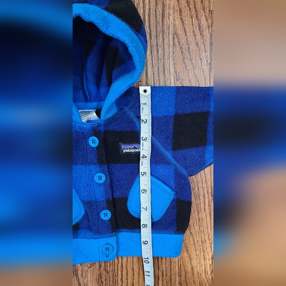 Patagonia Swirly Top Fleece Button Up Jacket Blue Plaid Size 0 Months NB - Picture 6 of 10